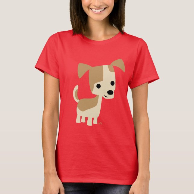 Cute Inquisitive Cartoon Dog Women T-shirt (Front)