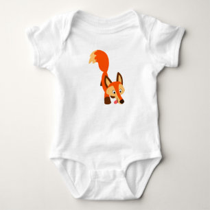 Cute Inquisitive Cartoon Fox Baby Bodysuit