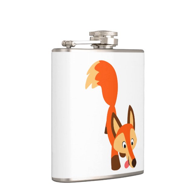 Cute Inquisitive Cartoon Fox Hip Flask (Right)