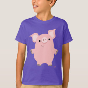 Cute Inquisitive Cartoon Pig Children T-shirt