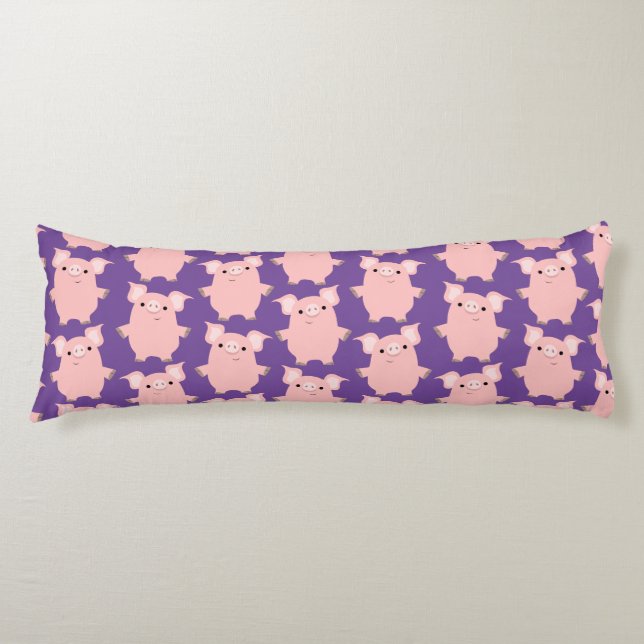 Cute Inquisitive Cartoon Pigs Body Pillow (Front)