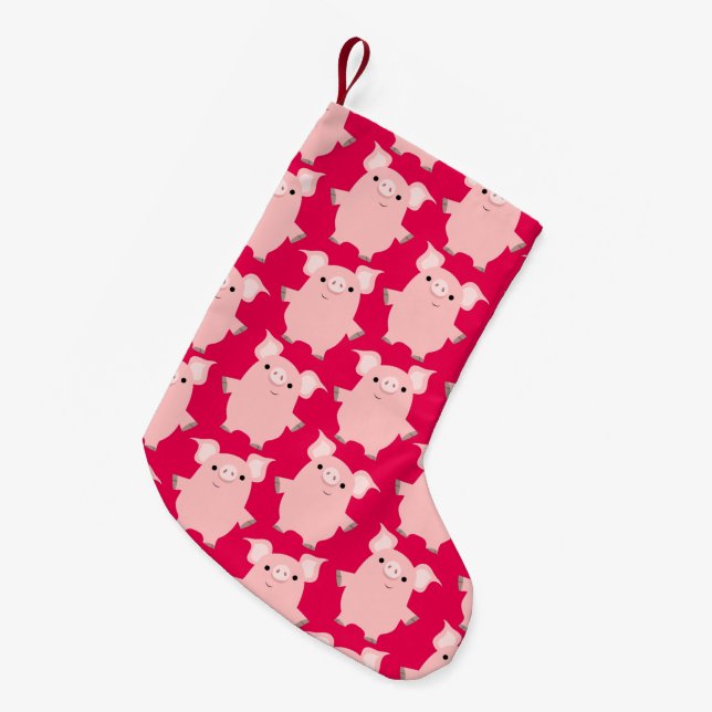 Cute Inquisitive Cartoon Pigs Christmas Stocking (Front (Hanging))