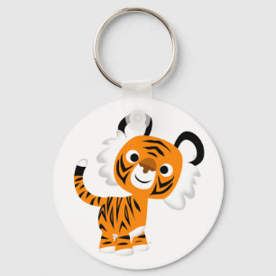 Cute Inquisitive Cartoon Tiger Keychain