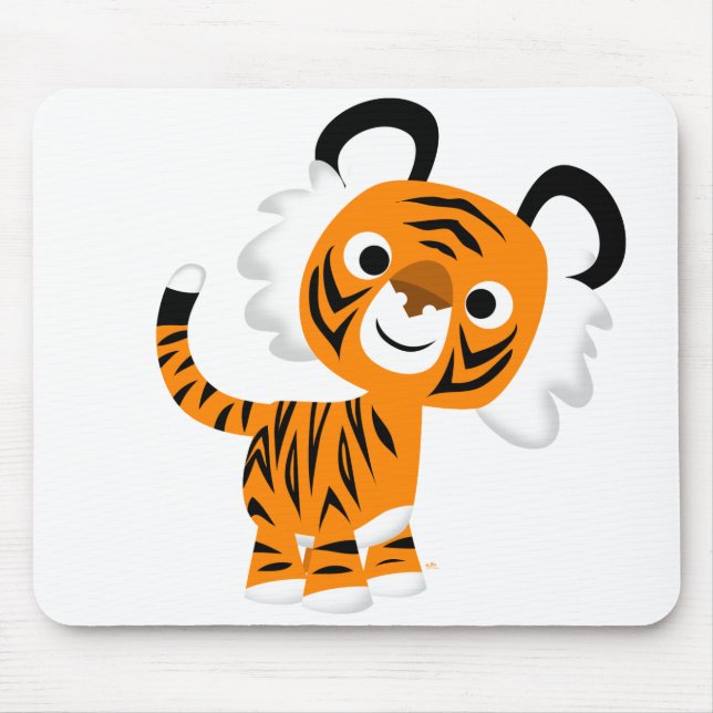 Cute Inquisitive Cartoon Tiger Mousepad (Front)