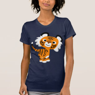 Cute Inquisitive Cartoon Tiger Women T-Shirt