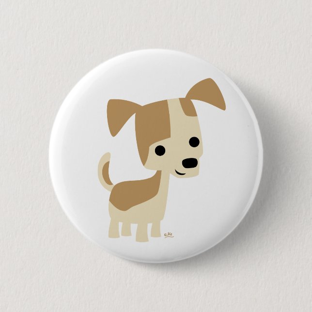 Cute Inquisitive Little Cartoon Dog 6 Cm Round Badge (Front)