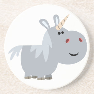 Cute Inscrutable Cartoon Unicorn Coaster
