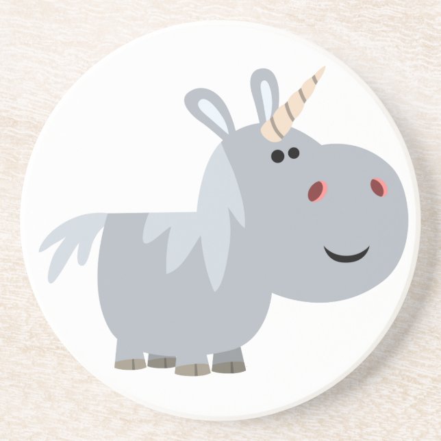 Cute Inscrutable Cartoon Unicorn Coaster (Front)