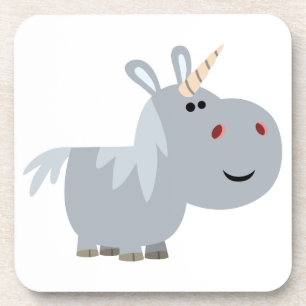 Cute Inscrutable Cartoon Unicorn Coasters Set