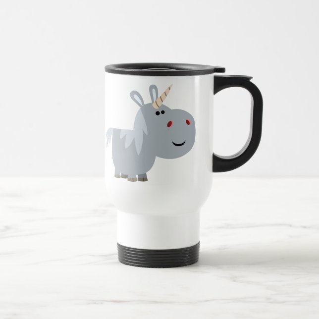 Cute Inscrutable Cartoon Unicorn Commuter Mug (Right)