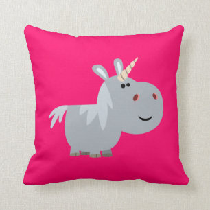 Cute Inscrutable Cartoon Unicorn Pillow