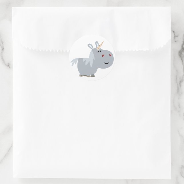 Cute Inscrutable Cartoon Unicorn Sticker (Bag)