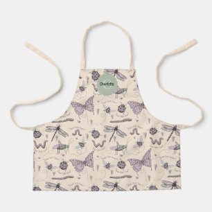 Cute Insects Butterfly Dragonfly Kids Apron