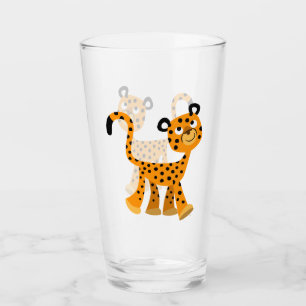 Cute Insouciant Cartoon Cheetah Glass