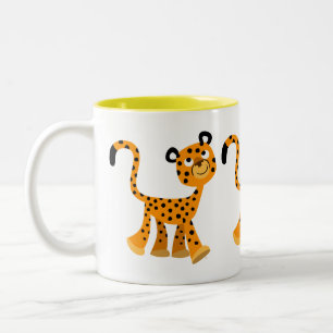 Cute Insouciant Cartoon Cheetah Two-Tone Coffee Mug