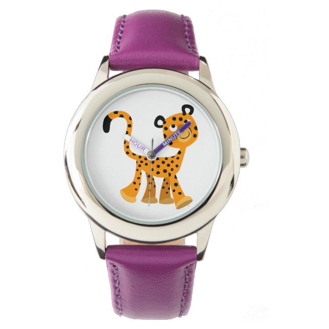 Cute Insouciant Cartoon Cheetah Watch (Front)