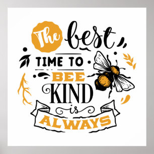 cute inspirational bee word art  poster