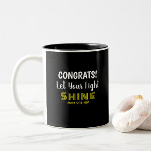 Cute Inspirational Bible Verse Graduation Black Two-Tone Coffee Mug
