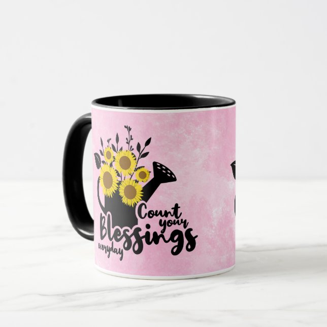 Cute Inspirational Count Your Blessings Mug (Front Left)
