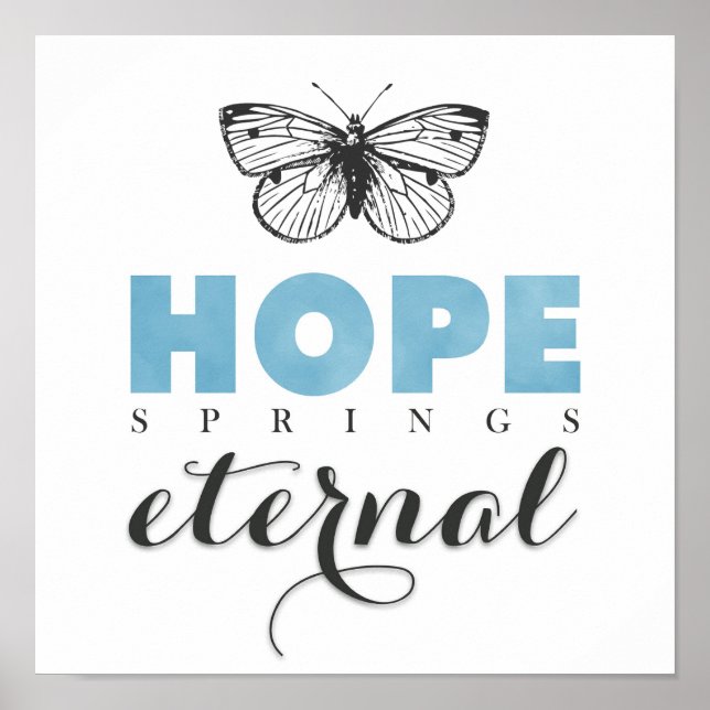 Cute Inspirational Hope Springs Eternal Butterfly Poster (Front)