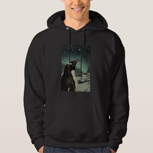 Cute Inspirational Penguin Art Vintage Graphic Ret Hoodie (Front)