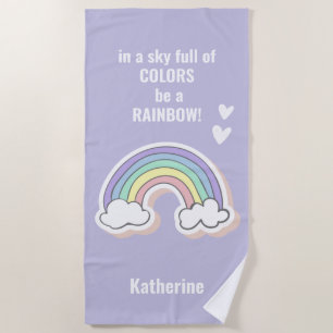 Cute Inspirational Rainbow Quote Kids Beach Towel