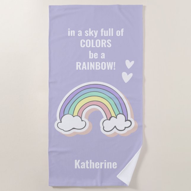Cute Inspirational Rainbow Quote Kids Beach Towel (Front)