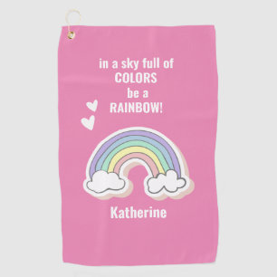 Cute Inspirational Rainbow Quote - Kids Golf Towel