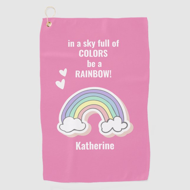 Cute Inspirational Rainbow Quote - Kids Golf Towel (Front)