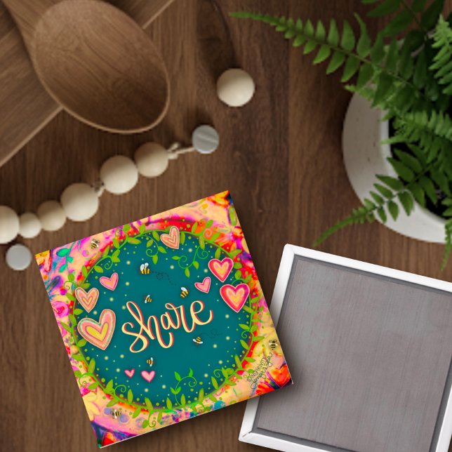 Cute Inspirational Share Hearts Floral Fun Magnet (Creator Uploaded)