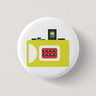 Cute Instant Camera (Yellow) Flair 3 Cm Round Badge