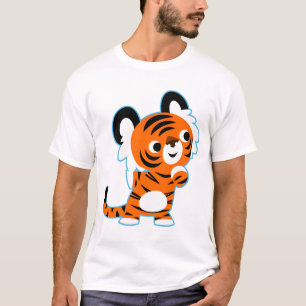 Cute Interested Cartoon Tiger T-Shirt
