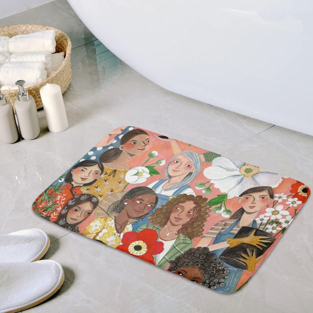 Cute International Women's Day Floral illustration Bath Mat (Cute International Women's Day Floral illustration Bath Mat)