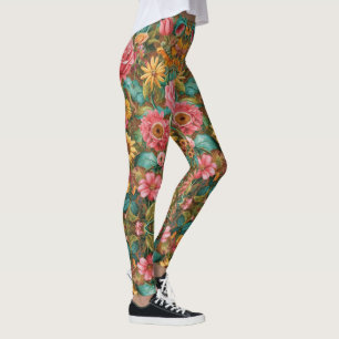Cute intricate floral soft colour Leggings