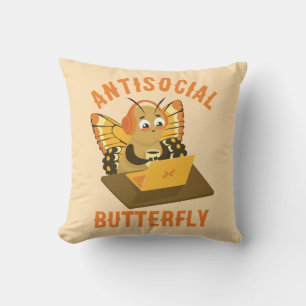 Cute Introvert Aesthetic Antisocial Butterfly Cushion