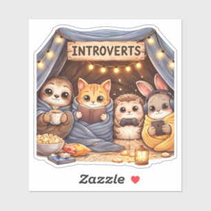 Cute Introvert Animal Custom-Cut Vinyl Sticker