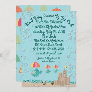 Cute Invitation For A Baby Shower By The Pool