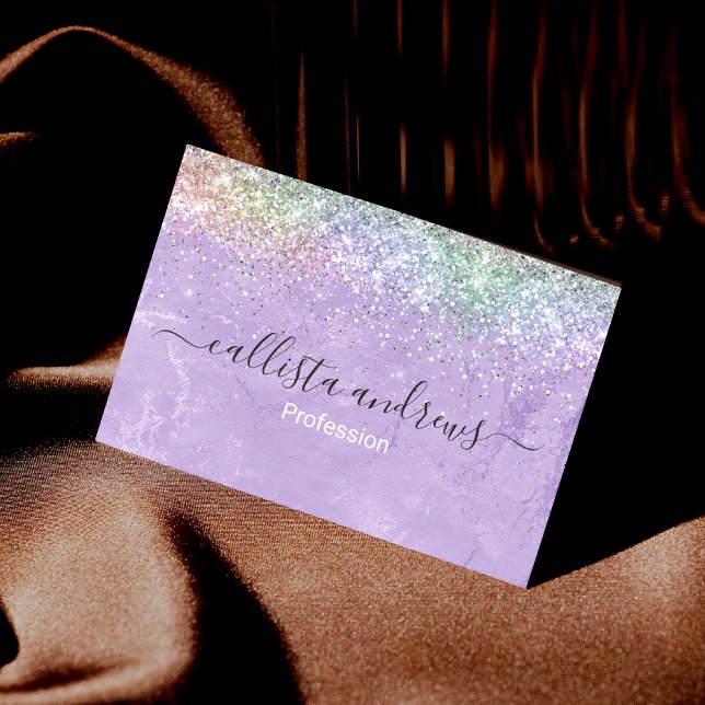 Cute iridescen lilac purple faux glitter 	Magnetic business card (Creator Uploaded)