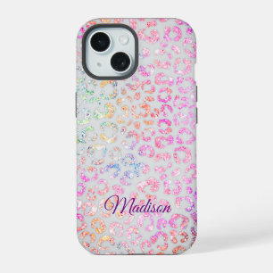 Cute iridescent Animal print glitter monogram Case