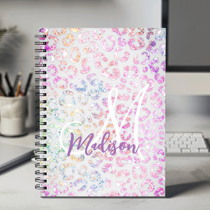 Cute iridescent Animal print glitter monogram Notebook