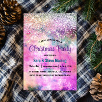 Cute iridescent silver faux glitter Christmas 
