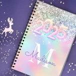 Cute iridescent unicorn faux glitter monogram 2025 planner<br><div class="desc">Make back to school fun with this Cute personalised 2025 new year planners, . It is designed with elegant girly iridescent unicorn faux glitter . To make it extra special, it is also monogrammed and personalised with name or initials or any text you like, click the "customise further" link and...</div>