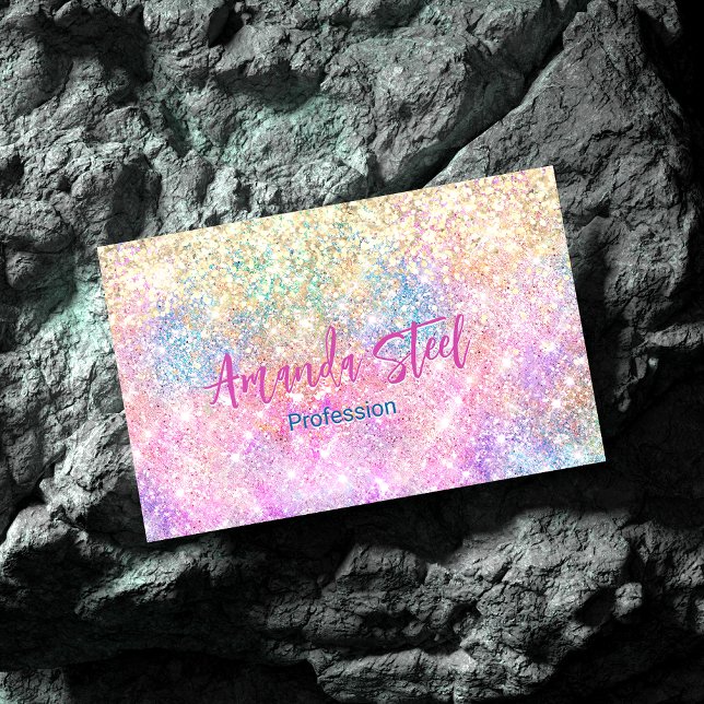 Cute iridescent unicorn gold glitter business card (Creator Uploaded)
