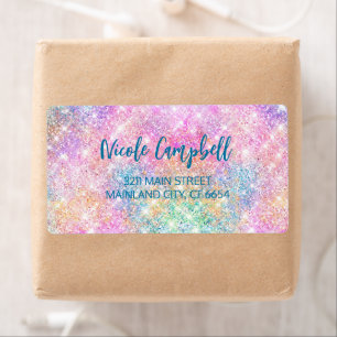 Cute iridescent unicorn pink faux glitter monogram