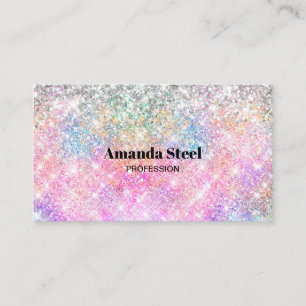 Cute iridescent unicorn pink glitter appointment card