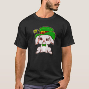 Cute Irish Bunny Rabbit In Bow Tie Funny St Patric T-Shirt