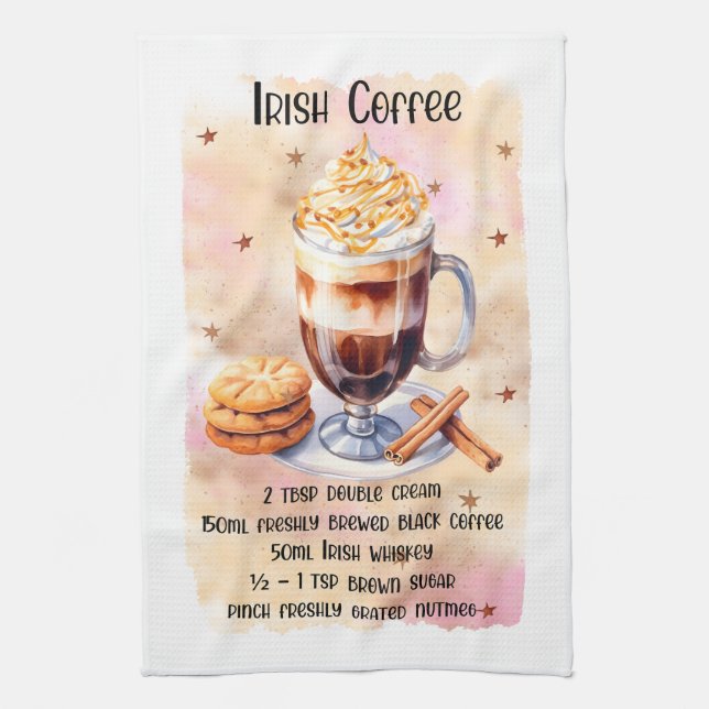 Cute Irish coffee recipe Tea Towel (Vertical)