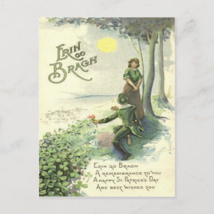 Cute Irish Couple Shamrock Sun Postcard