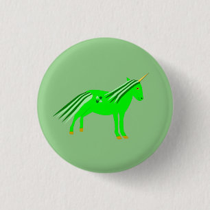 Cute Irish Green and Gold Unicorn 3 Cm Round Badge