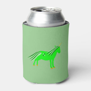 Cute Irish Green and Gold Unicorn Can Cooler
